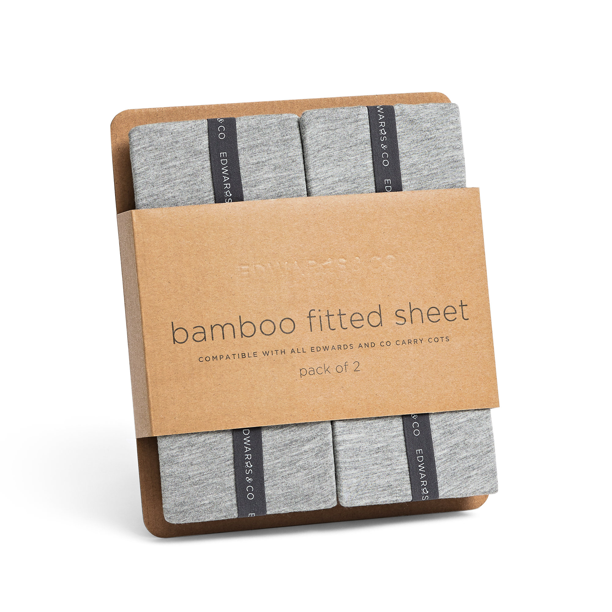 Bamboo Carry Cot Fitted Sheets 2pcs Grey Marle
